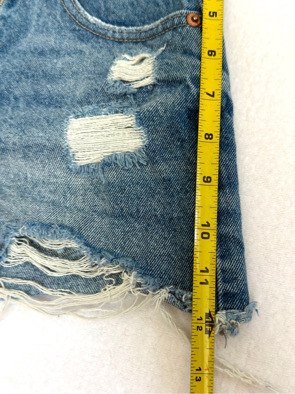 NET High Rise Distressed Denim Cutoff Shorts - Picture 6 of 8